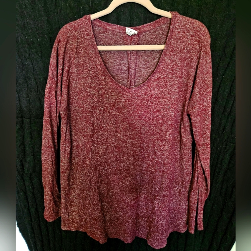 a.new.day Women's Maroon V-Neck Top